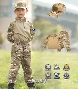 Enfants Ensemble de vêtements militaires tactiques pour enfants Uniforme de l'armée Tenue de camouflage pour la randonnée aux États-Unis