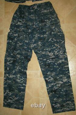 Ensemble Us Navy Blue Digital Camo Military Uniform Jacket Pants Homme Sz Sm. Long 33