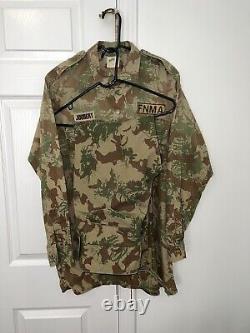 Ensemble d'uniforme vintage rare de camouflage camo d'Afrique du Sud, modèle 1er de la SAP