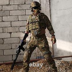 Ensemble de uniformes de combat pour hommes G3 avec genouillères et coudières, grand, camouflage noir multi-usage