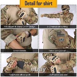 Ensemble de uniformes de combat pour hommes IDOGEAR avec genouillères et coudières Vêtements de camouflage G3.
