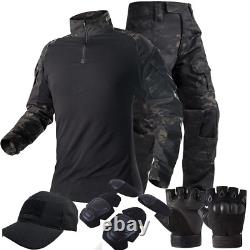 Ensemble de uniformes tactiques militaires, costume de camouflage, chemises de chasse, pantalons, peinture airsoft