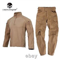 Ensembles de uniforme de combat tactique Emersongear E4 pour hommes en camouflage chemise et pantalon