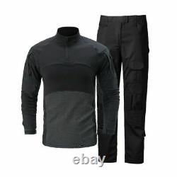 Hommes T-shirt T-shirt Tactical Long Sleeve Cargo Pantalons Uniforme Army Combat Set Edr Randonnée