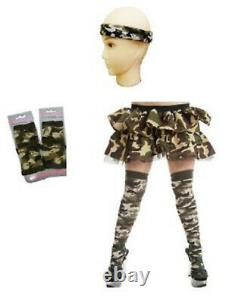 Ladies Camouflage Army Soldier Fancy Dress Costume Militaire Outfit Hen Party Do
