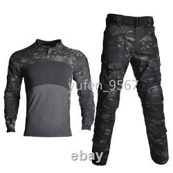 T-shirt et pantalon tactiques pour hommes, uniforme de combat militaire de l'armée, pantalon de randonnée cargo BDU en camouflage.