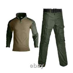 Tenue de chasse militaire en camouflage pour extérieur: chemise tactique longue + pantalon cargo de l'armée.
