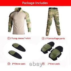 Tenue militaire: Costume tactique de combat, chemise militaire + pantalon cargo et genouillères.