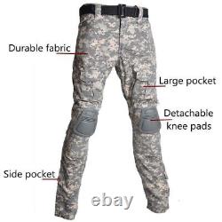 Tenue tactique militaire uniforme chemise outfit hauts de l'armée pantalons de chasse camo + protections