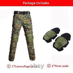 Tenue tactique militaire uniforme chemise outfit hauts de l'armée pantalons de chasse camo + protections