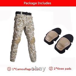 Tenue tactique uniforme militaire chemise costume hauts de l'armée pantalons de chasse camouflage +pads