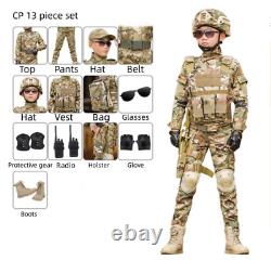Uniforme de camouflage pour entraînement militaire des forces spéciales pour enfants avec casque