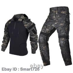 Uniforme militaire de paintball Airsoft, chemises tactiques, genouillères, pantalons, combinaison de l'armée.