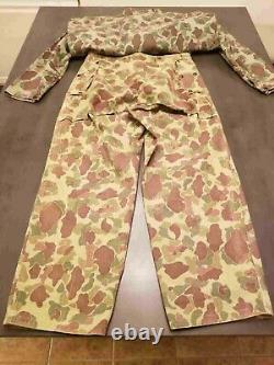 Usmc Wwii P44 Frogskin Réversible Camouflage Shirt - Pantalon Set Vintage XL Minty