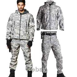 Veste militaire souple Soft Shell Uniforme de combat d'entraînement pour hommes, vestes tactiques + pantalon