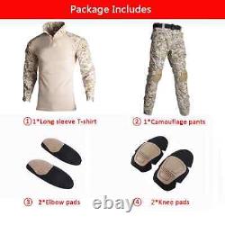 Vêtements de camouflage résistants, costume de chasse, chemise + pantalon cargo + 4 coussinets