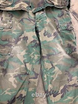 Vietnam Usmc Erdl Rip-stop Camouflage Poplin Classe 2 Set Top Et Pantalons