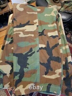 Vintage 01, U.s. Issue Woodland Camouflage Bdu Set Shirt& Pants Medium Regular