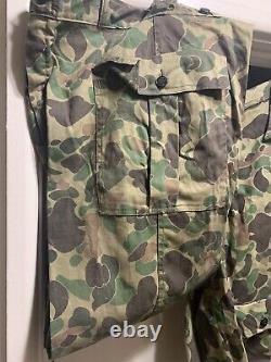 Vintage Militaire Américain Hbt Duck Camouflage Haut Et Bas Uniforme Set Post War Nam