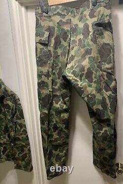 Vintage Militaire Américain Hbt Duck Camouflage Haut Et Bas Uniforme Set Post War Nam